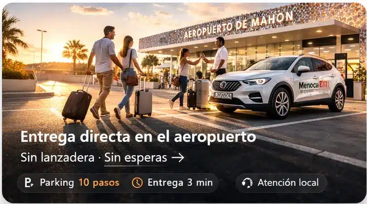 Alquiler de coches en el aeropuerto de Menorca con entrega directa